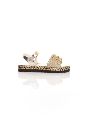 SANDALO ZEPPA BASSA BORCHIETTE LUREX ORO