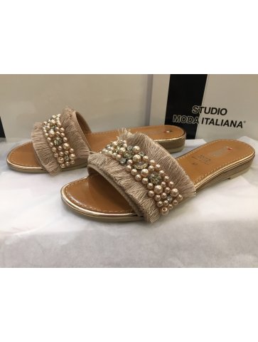CIABATTA FRANGE PERLE E PIETRE GIOIELLO