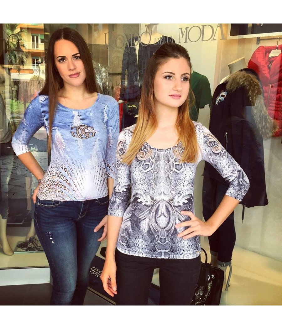 MAGLIA FANTASIA JEANS ANIMALIER STRASS