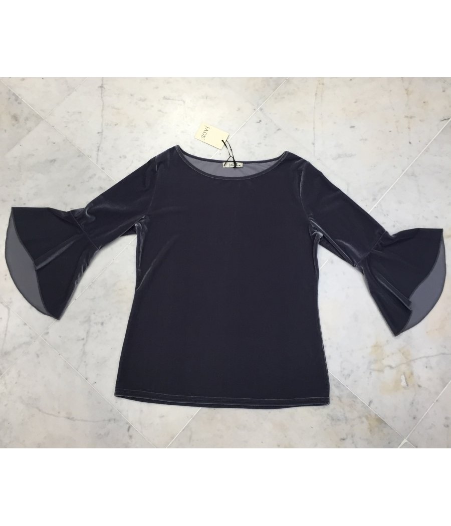 MAGLIA TUTA VELLUTO GRIGIO MANICA VOILANT
