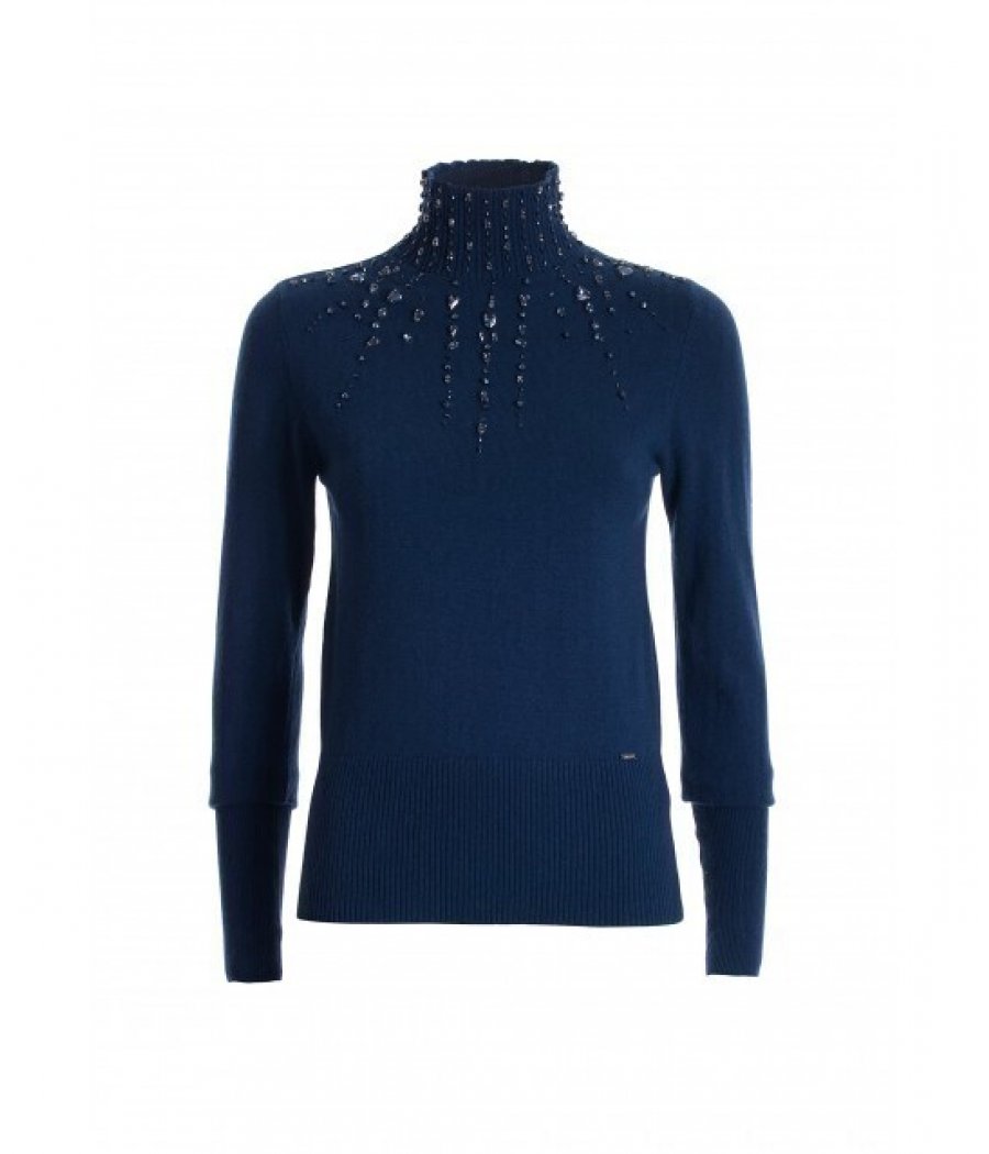 MAGLIONE COLLO ALTO APPLICAZIONI PIETRE