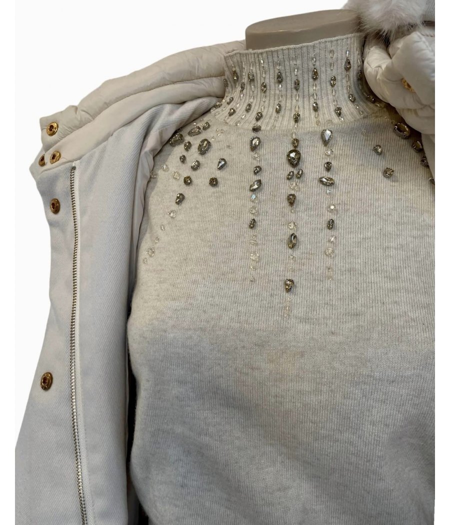 MAGLIONE COLLO ALTO APPLICAZIONI PIETRE