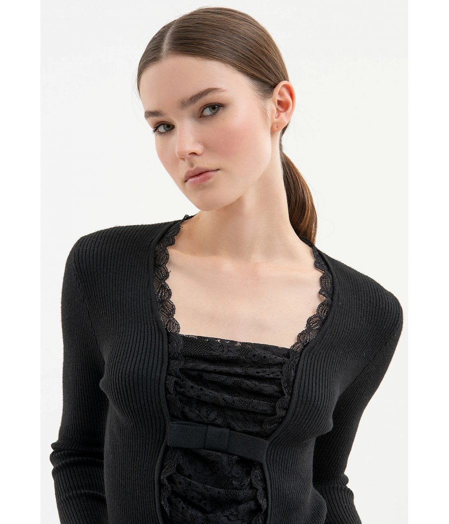 MAGLIA ML DETTAGLI PIZZO EFFETTO TWINSET