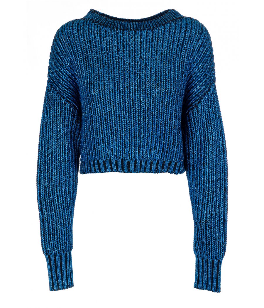 MAGLIONE BICOLORE MISTO CROPPED LUREX