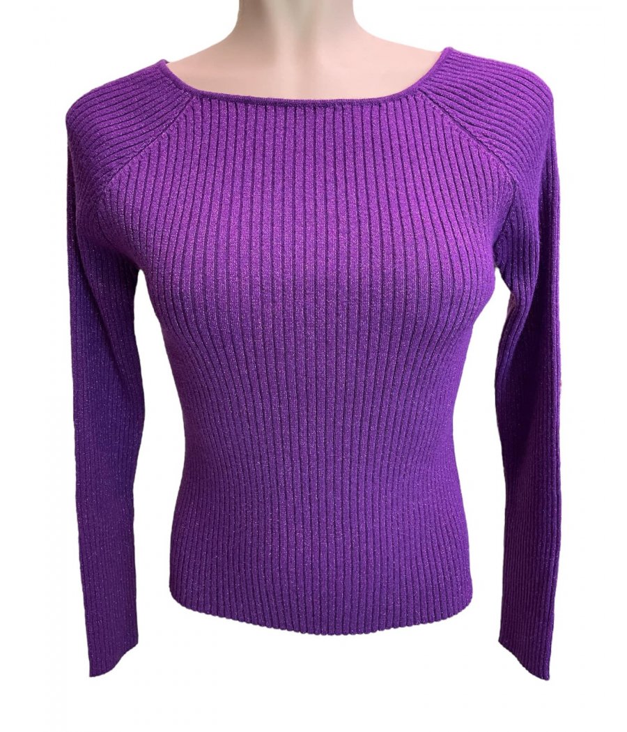 MAGLIA A COSTINE LUREX  SCOLLO BARCA