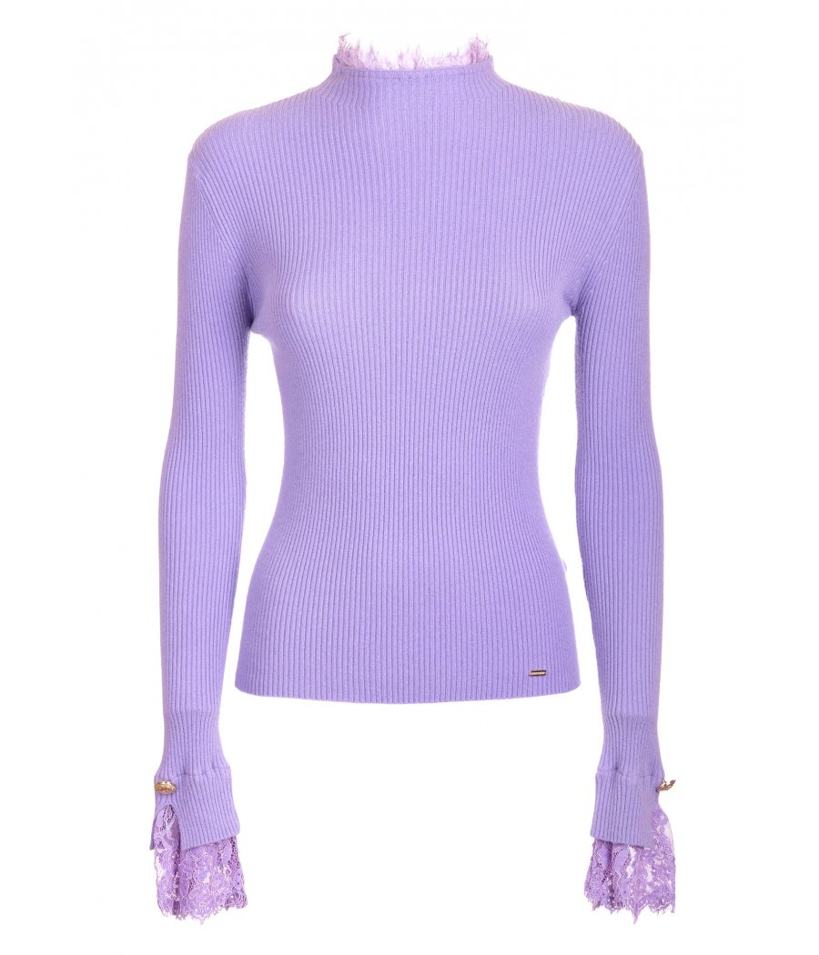 MAGLIA A COSTINE DETTAGLI PIZZO