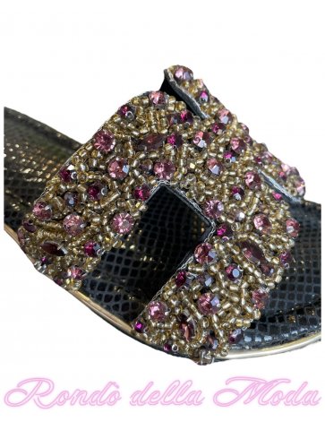 SANDALO FASCIA HERMES PERLINE TACCO4CM