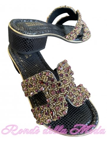 SANDALO FASCIA HERMES PERLINE TACCO4CM