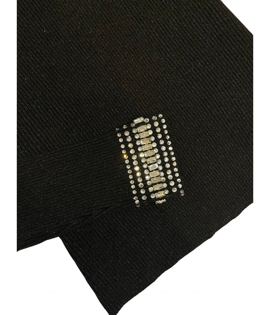 MAGLIA COLLO ALTO STRASS E POLSINI