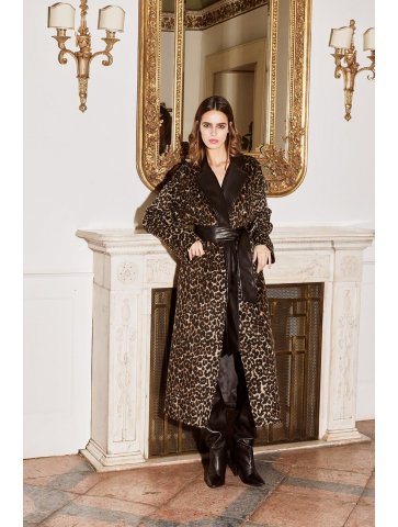 CAPPOTTO LUNGO MACULATO CINTA PELLE