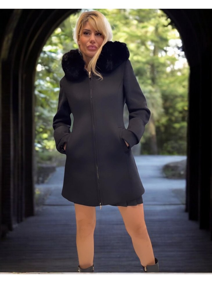 CAPPOTTO LONGUETTE CAPPUCCIO PELLICCIA CAPPOTTO LONGUETTE CAPPUCCIO PELLICCIA