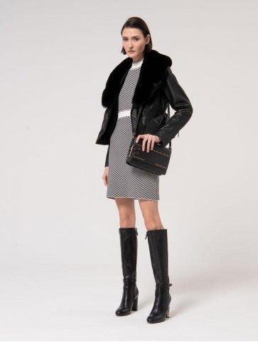 GIACCA BIKER ECO PELLE COLLO PELLICCIA