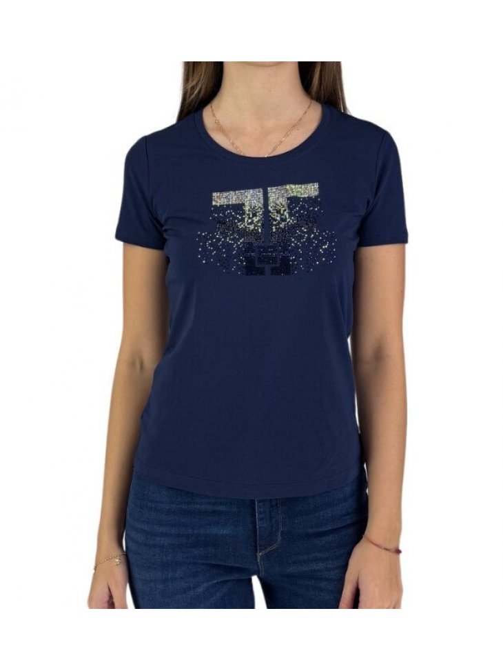 t-Shirt Logo Strass Fracomina t Shirt Donna FP24WT3002J401N5 t-Shirt Logo Strass Fracomina t Shirt Donna FP24WT3002J401N5