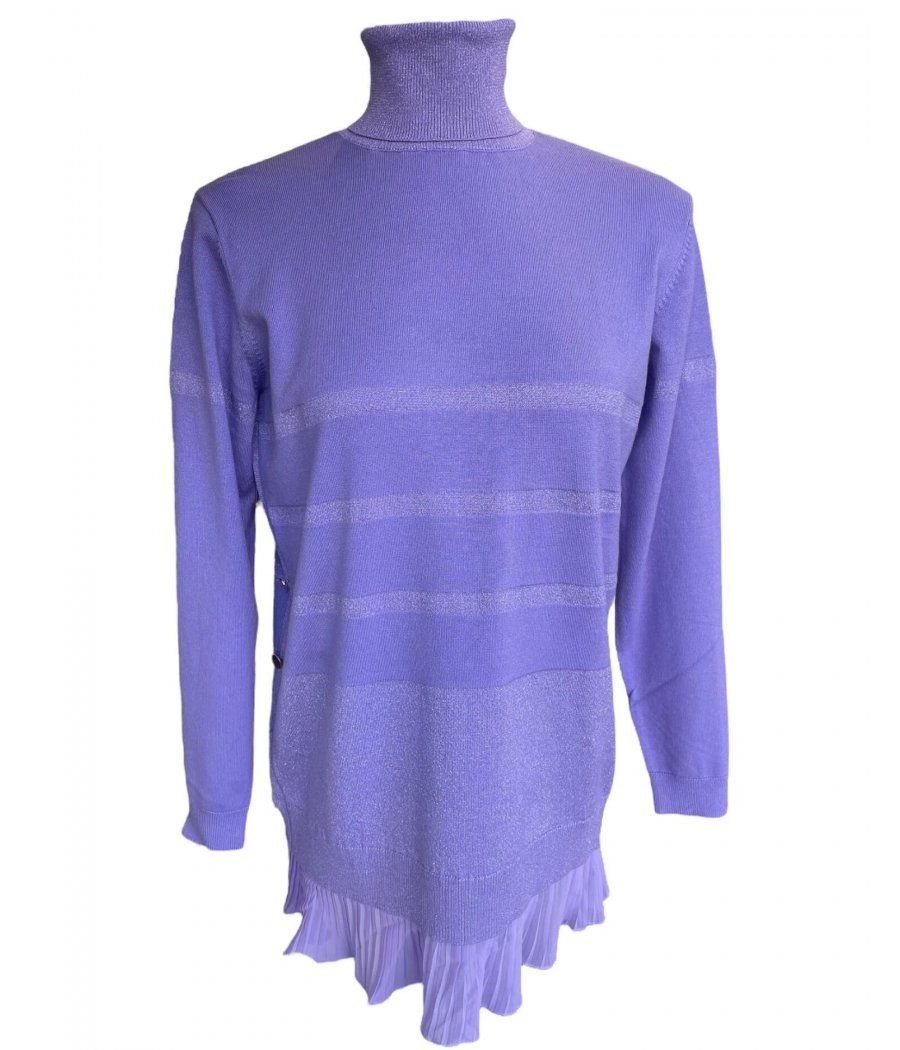 MAGLIA LUNGA COLLO ALTO STRISCE LUREX