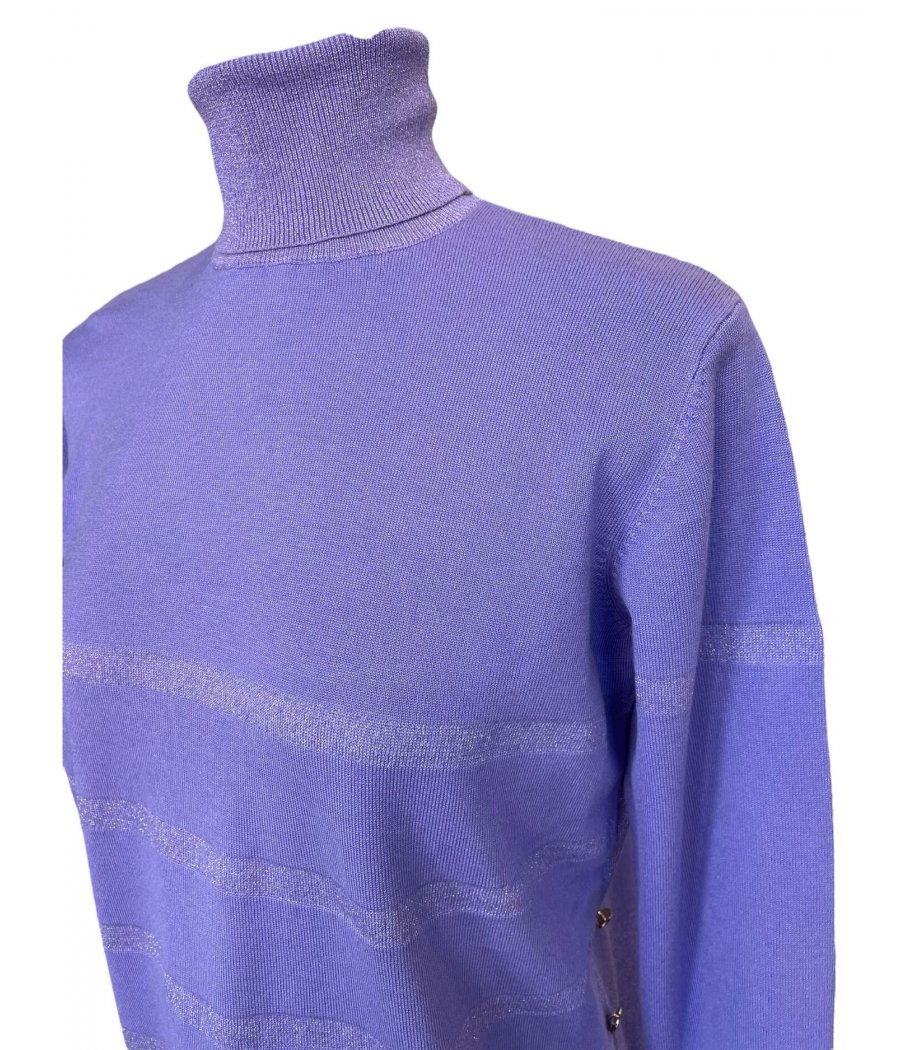 MAGLIA LUNGA COLLO ALTO STRISCE LUREX