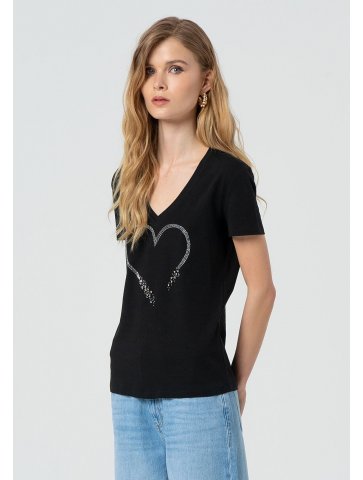 T-Shirt Cuore Strass Fracomina Donna FP25ST3007J401N5
