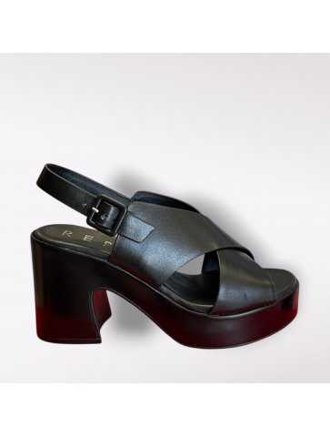 Sandalo Doppia Fascia Tacco Largo Made In Italy Donna 57274