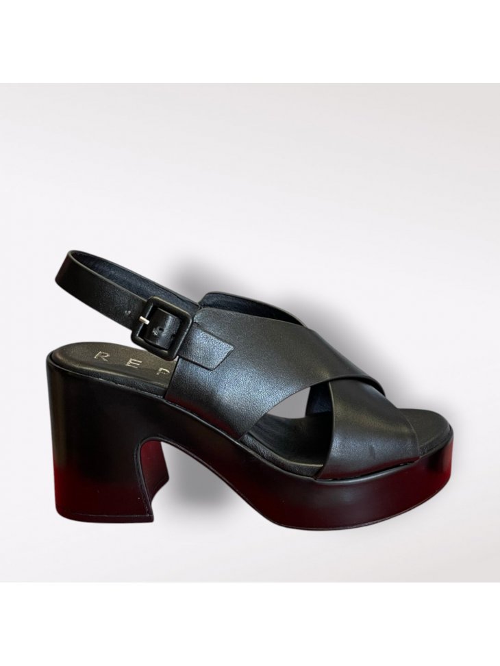 Sandalo Doppia Fascia Tacco Largo Made In Italy Donna 57274