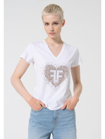 t-Shirt Cuore Borchiette Strass Fracomina Donna FP24ST3007J401N5